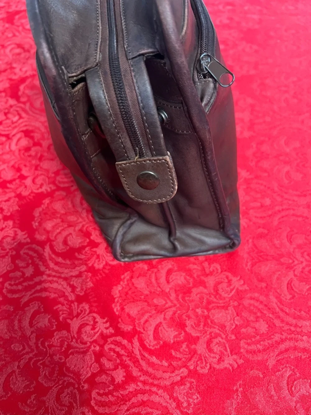 Brown Leather Briefcase Laptop Bag Mens Business Carry Top Handle